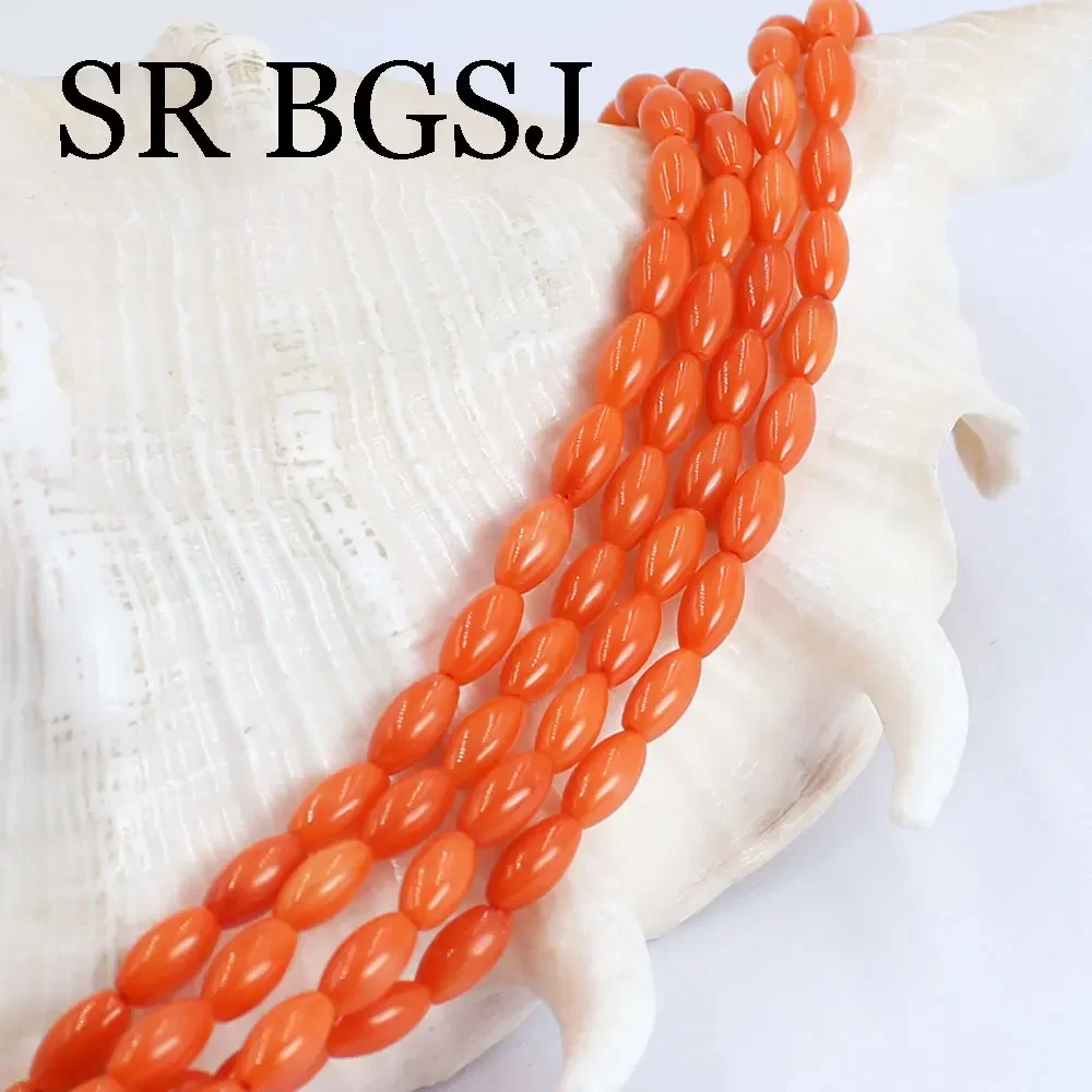 3x6mm 15inch Small Natural Orange Coral Gems Rice Jewelry Making DIY Bracelet Necklace Handmade Loose Beads