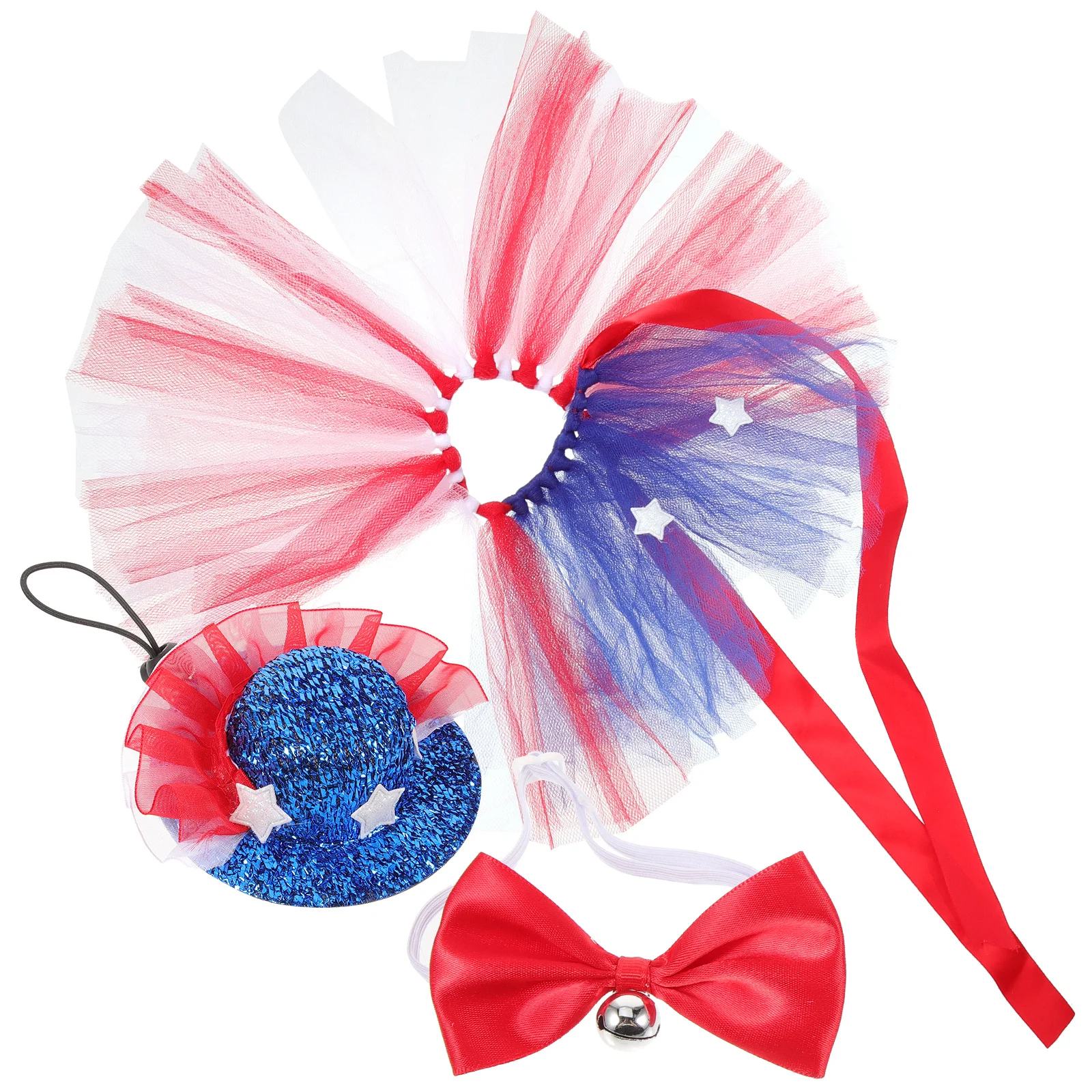 

Patriotic Pet Costume American Flag Dog Cat Tutu Skirt Hat Bow Tie Independence Day Party Wear American Flag Pet Costume
