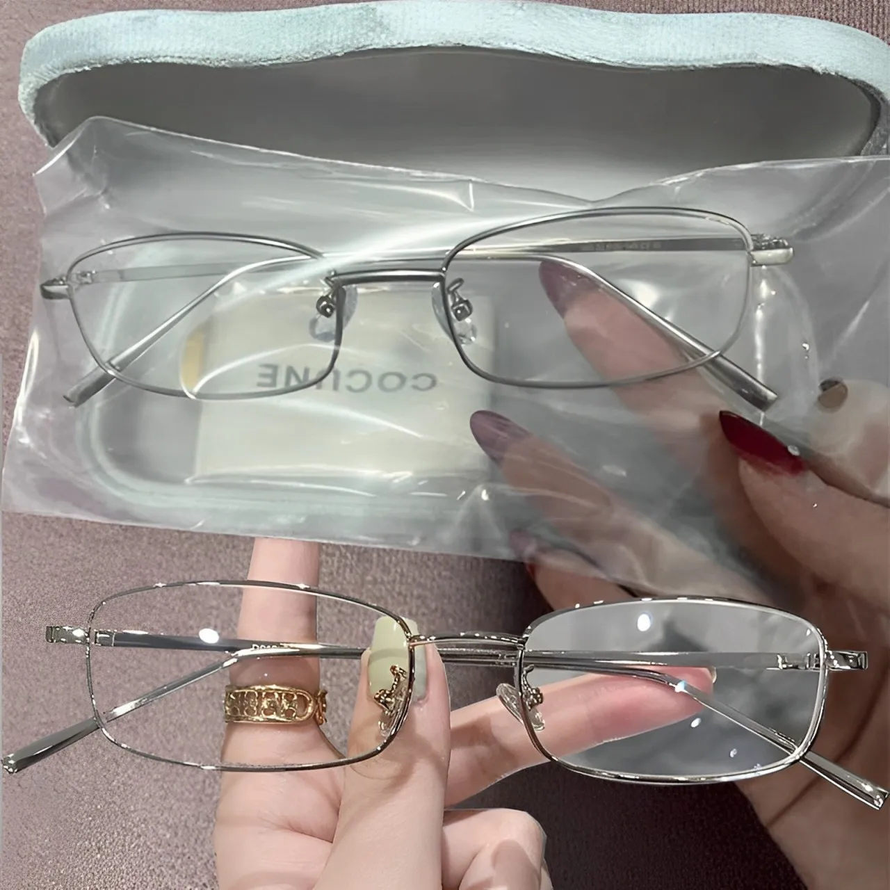 Harajuku Metal Square Frame Glasses Y2K Women's Retro Small Glasses Girls Japanese Glass Eyewear Decorative Anti-blue Eyeglasses