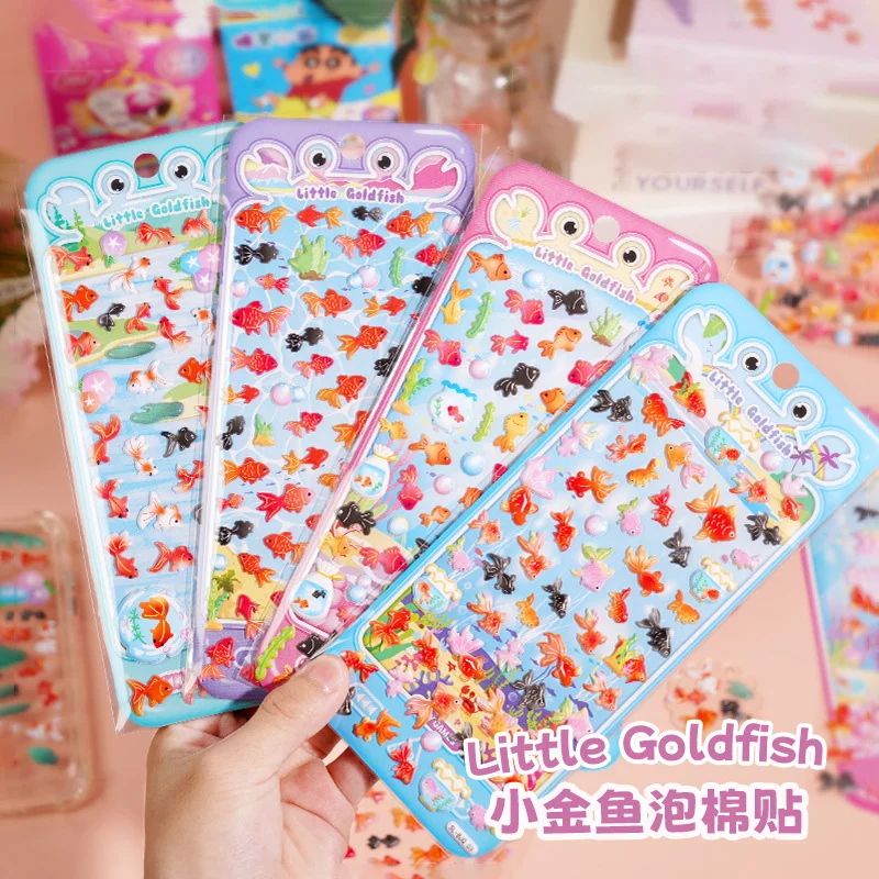 20pcs/lot Kawaii Cartoon Little Goldfish 3D Puffy Sticker Stationery Diy Mobile Phone Case Decoration Sticker Cute Girl Gift