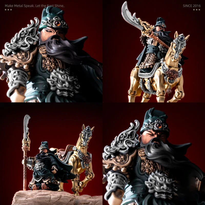 مجموعة مكعبات بناء مغناطيسية فاخرة في علبة هدايا، تمثل الجنرال غوان يو من عهد الثلاث ممالك، مع شخصيات معدنية قابلة للفك