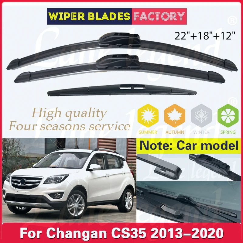 

For Changan CS35 2013 - 2020 Front Rear Wiper Blades Windscreen Windshield Clean Window Car Rain Brush 22"18"12" Car Accessories