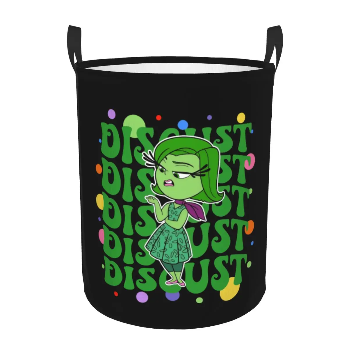 Cesto de Ropa Plegable con Diseño de Personajes de Dibujos Animados Inside Out DISGUST, Cesto para Ropa de Anime, Contenedor de Almacenamiento de Juguetes para Niños