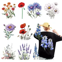 Beautiful Flower Heat Sticker On Clothes DIY Washable Iron On Transfer For Clothing Bag Colorful Patch On Clothes Hat Appliqued