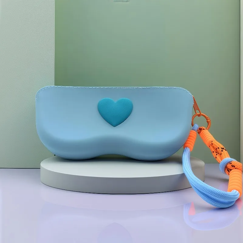 กระเป๋าใส่แว่นตาซิลิโคนธีมความรัก ใหม่ พร้อมตัวล็อค กระเป๋าใส่แว่นกันแดดแบบพกพาทันสมัย