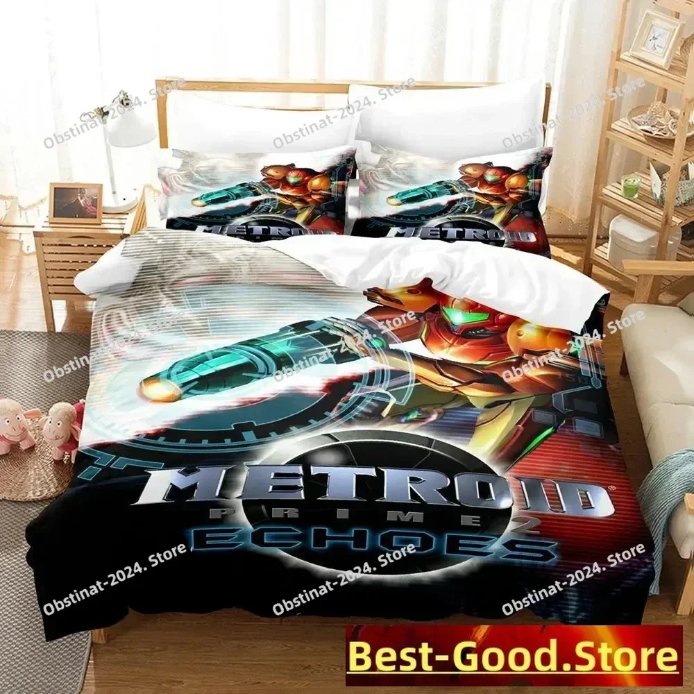 New Metroid Prime Bedding Set Single Twin Printed Bed Set With Pillowcase Duvet Cover Soft Single Double Queen Super King Size view 3