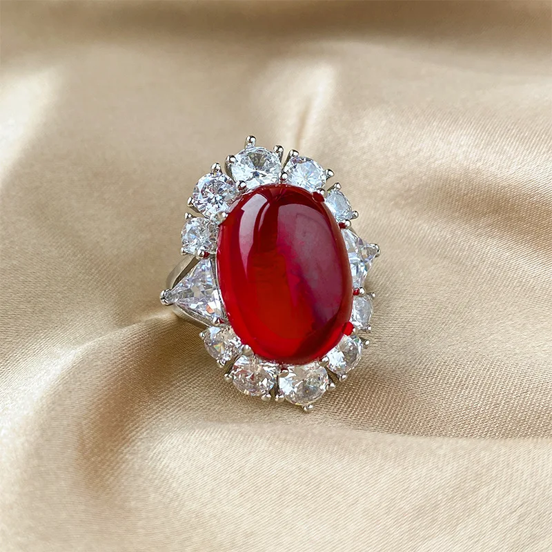 Jewelry Gold-Plated Ice Fluorescent Oval Red Corundum Luxurious Set Stone 18*25-13*18