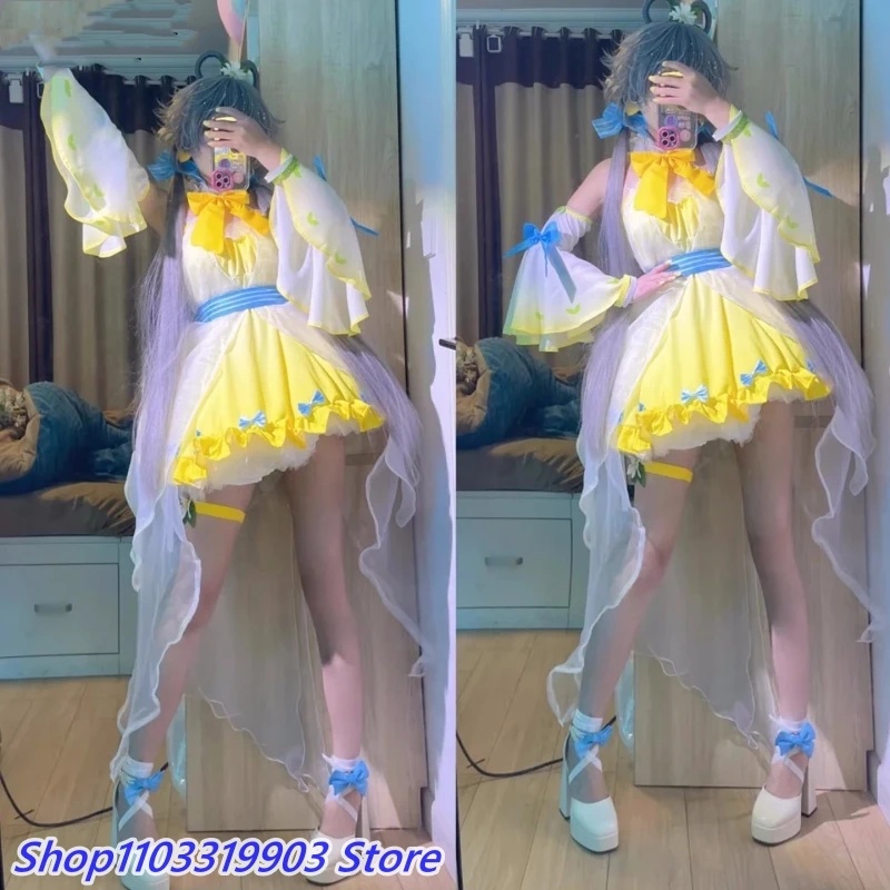 

Luo Tian Yi Cosplay Costume Anime VSINGER Virtual Singer Lemon Clothing Christmas Halloween Cosplay Dress Girl Outfit Dresses