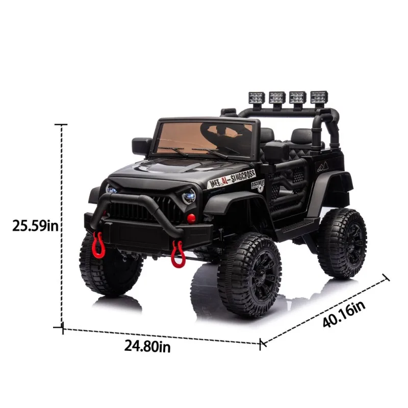 Kids Electric Ride On Car Jeep Style 12V Battery Powered Toy Car with Remote Control LED Lights Black