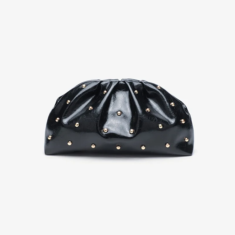 Fashionable PU leather multifunctional, fashionable single shoulder diagonal clip bag, mushroom nail chain women's handbag
