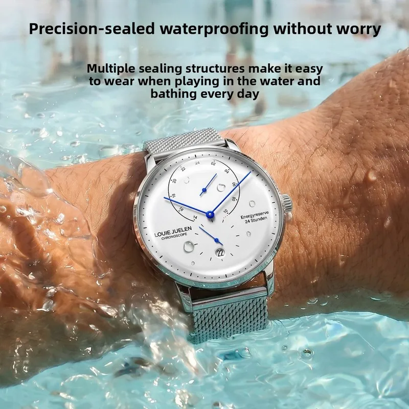 Waterproof Quartz Mens Watch Analog Digital Tempered Glass Double Curved Business Minimalist Wristwatch