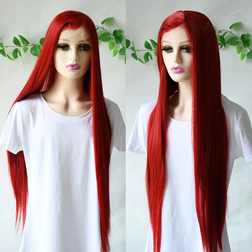 

Pelucas De Mujer 13X4 Red Lace Frontal Wig Long Straight Lace Front Wig Pre Plucked Natural Hairline Glueless Ready To Wear