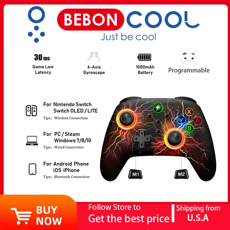 BEBONCOOL RGB Controller For PC/Nintendo Switch/Android/iOS Multi-System Compatibility Gamepad Programming Mode Switch Gamepads