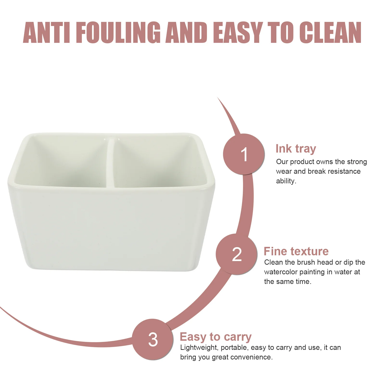 

Ceramic Writing Brush Washer Large Capacity Ink Dish Sturdy Portable Pen Washing Plate for Calligraphy Painting