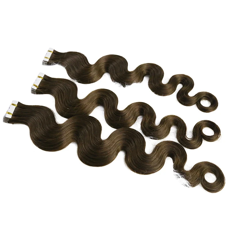 الشريط في شعر مستعار بشري الجسم موجة ريمي لاصق غير مرئية 100% شعر بشري طبيعي 20 قطعة/المجموعة 2.5 جرام/قطعة 50 جرام أومبير شقراء اللون