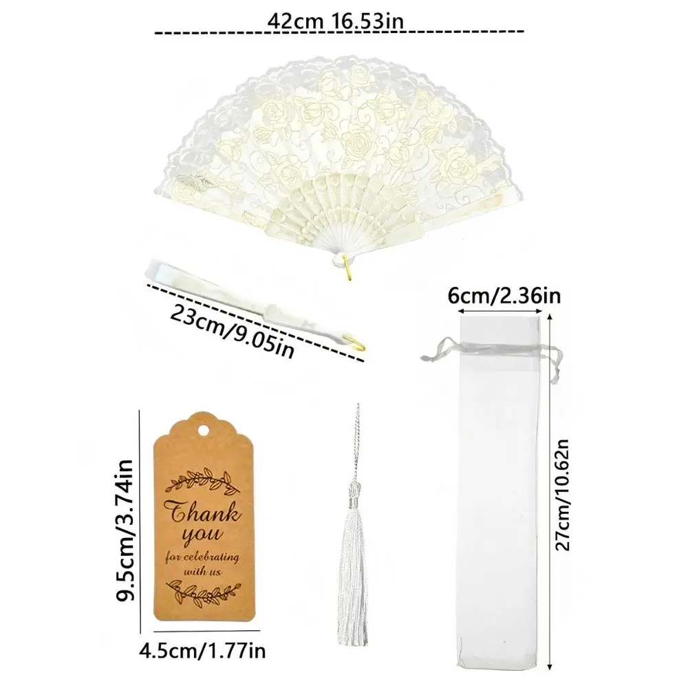 12/24/36pcs Classic Floral Lace Folding Hand Fan, Elegant Bridal Accessory for Wedding Party Giveaway Souvenir Gifts YMY
