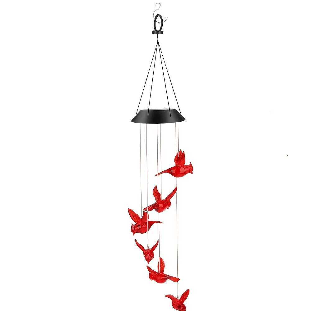 Solar-Powered Flaming Bird Wind Chime Lights for Outdoor Use, Featuring Waterproof Design And Vibrant Colors, Perfect for Decora view 2