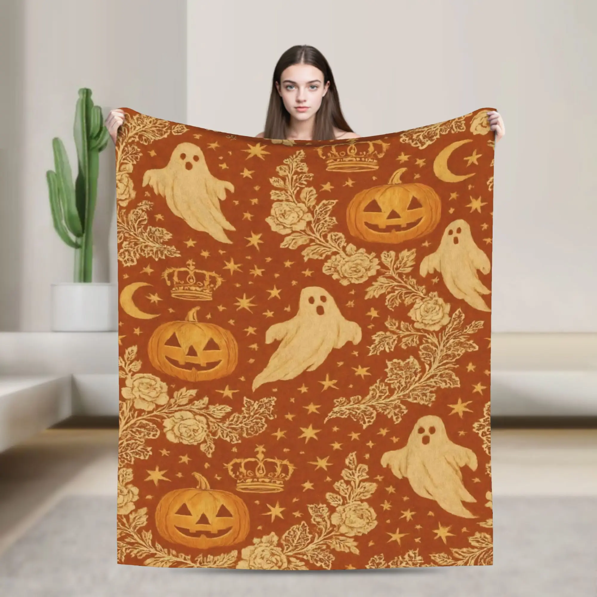 Halloween Knitted Blanket Gothic Bats Ghosts Witch Flannel Throw Blankets Summer Air Conditioning Decoration Soft Warm Bedspread