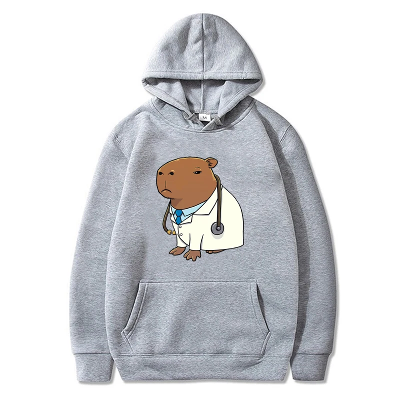 Capybara Doctor Costume Print Hoodies Kawaii Capybara Gangster Graphic Unisex Pullover Fashion Streetwear Women/Men Sweatshirt