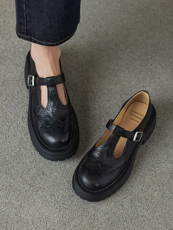 

Женские туфли на плоской подошве Feichi из натуральной кожи с круглым носком и резьбой Briti Sle oes Versatile Thi Bot Single oes