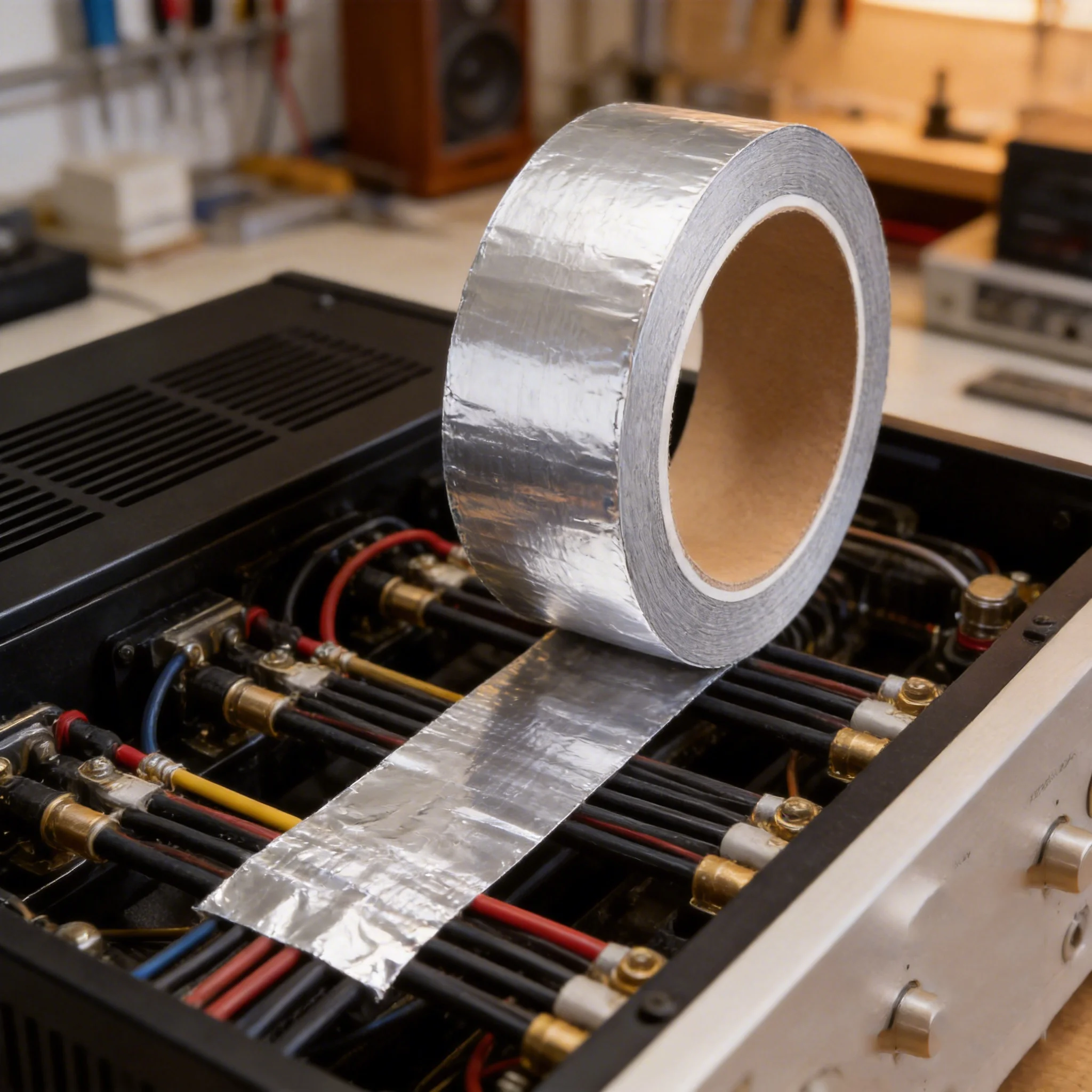 5 Pack PET Aluminum Foil Tape 50mm x 20m Strong Heat Resistant Waterproof Tape for PCB Battery Auto Thermal Protection