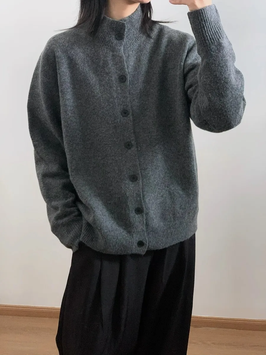 

Ретро WP Camere Blend вязаный открытый кардиган свитер свободный теплый с высоким воротником для мужчин и женщин осень-зима повседневная одежда