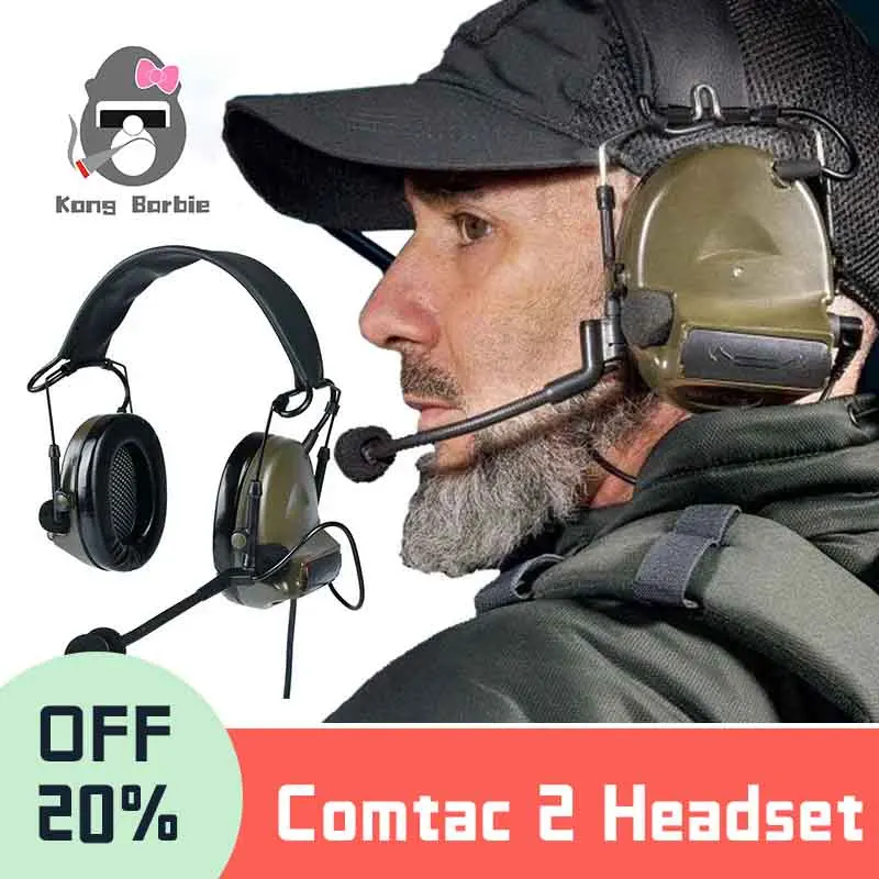 WADSN Tactical C2 Comtac 2 Headset Communication Outdoor Hunting Shooting Headphone Airsoft Accessories Kenwood U94 PTT Earphone