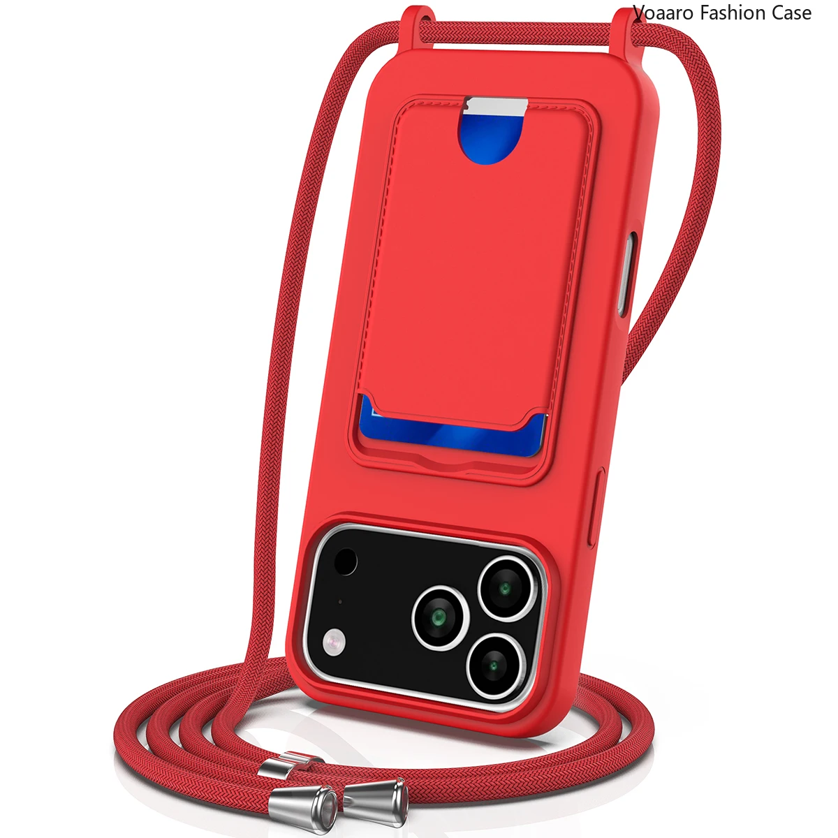 Crossbody Necklace Strap Lanyard Phone Case for iPhone 17 Pro Max Silicone Card Holder Wallet Cover