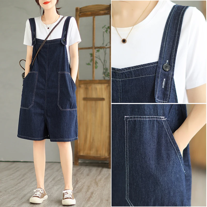 

Женские джинсовые комбинезоны больших размеров, летние утягивающие широкие брюки пять четвертей с высокой талией, синие комбинезоны с поясом