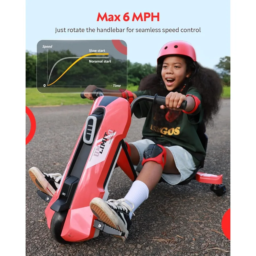 عربة الذهاب الكهربائية للأعمار من 6 إلى 12 عامًا - 24 فولت عربة الذهاب الانجراف مع قبضة تويست تدور 360 درجة للتحكم في السرعة بحد أقصى 6 ميلا في الساعة 3 أدوات قابلة للتعديل #5