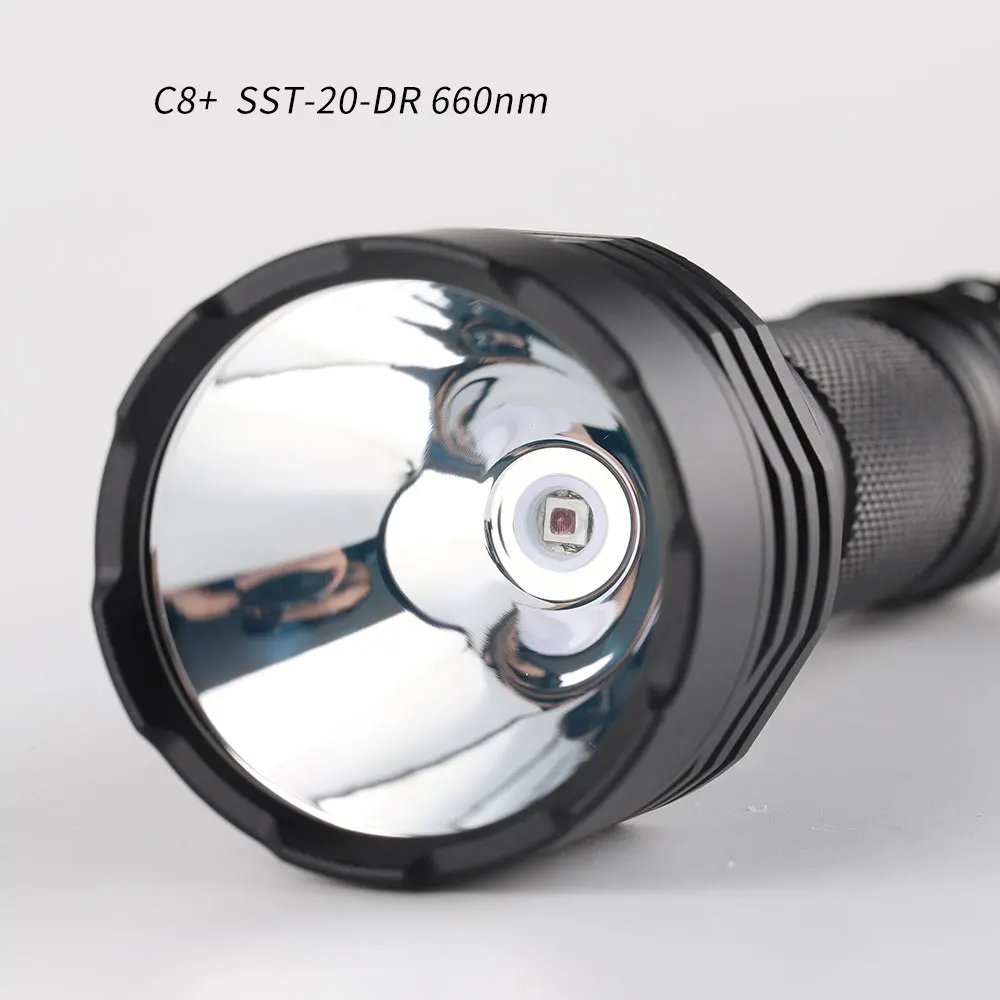 Convoy C8+ with KR CSLNM1.23 SST-20-DR red light,18650 flashlight 12groups