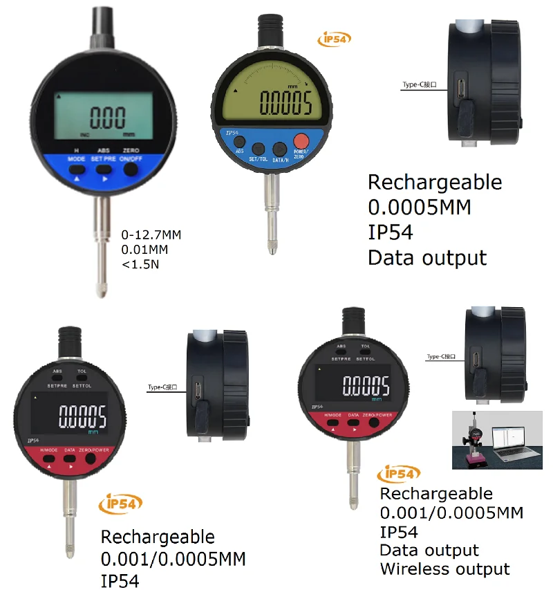 12.7MM-15MM-25MM-50MM High precision electronic grating indicator digital display Ten thousandth displaying tool indicator gauge