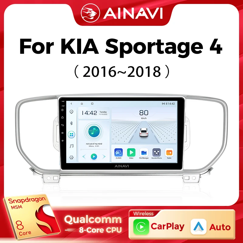 Ainavi Car Multimedia Player For KIA Sportage 4 2016 2017 2018 2019 Carplay Android Auto 4G Wifi 2din