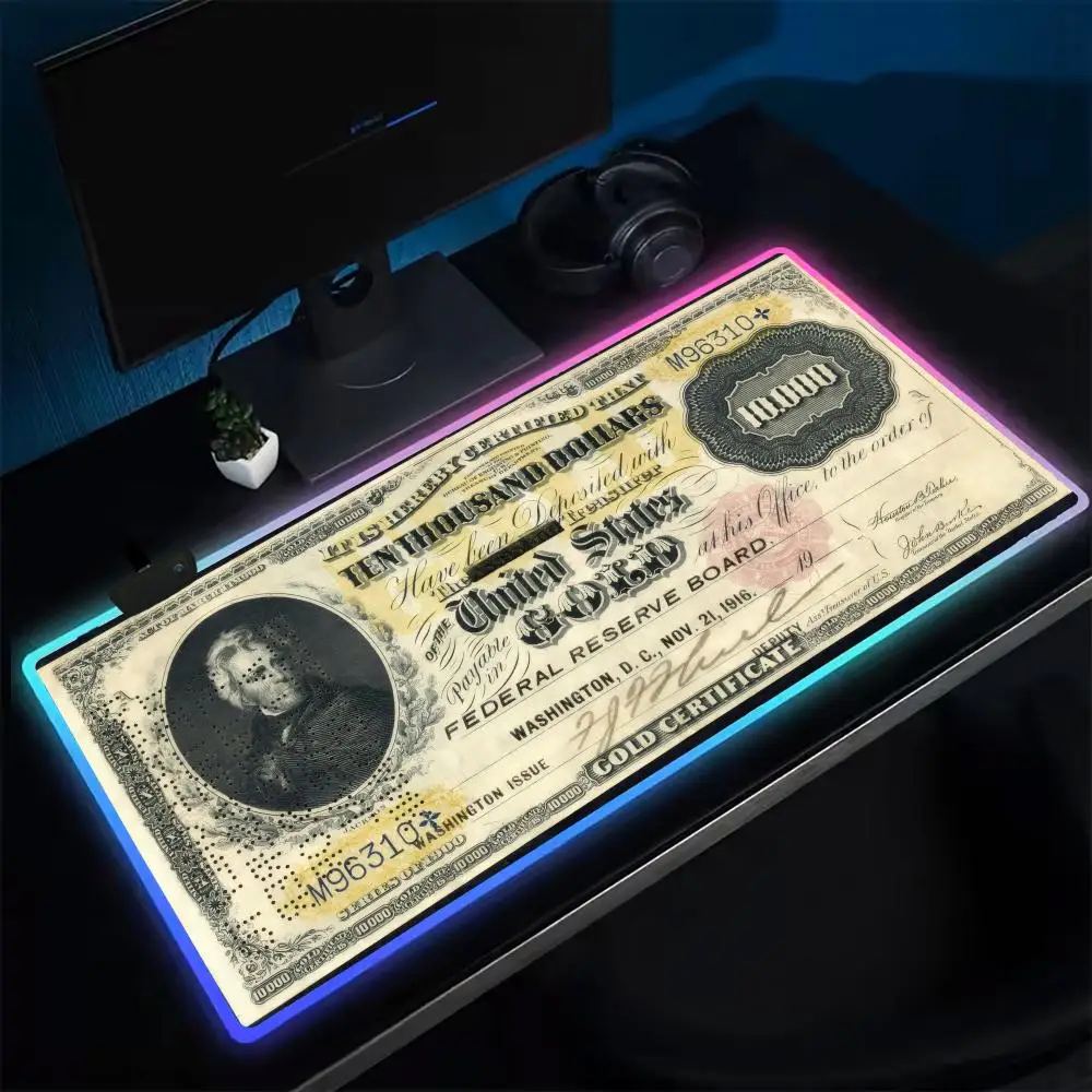 

Игровой коврик для мыши всех долларов США, игровой коврик для мыши в стиле аниме, светодиодные настольные коврики с подсветкой, резиновые настольные коврики XXL RGB
