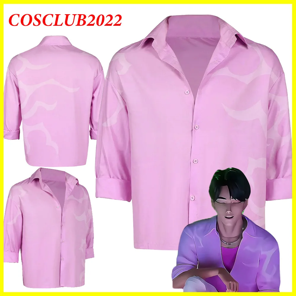 

Saja Cos для мальчиков Jinu, розовая рубашка для косплея, костюм демонов, мультяшный ТВ-охотник, топ KPop, одежда, костюм для вечеринки на Хэллоуин