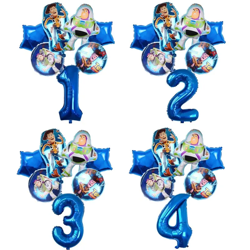 7pcs Toy Story Balloon Cartoon Foil Balloons Woody Buzz Lightyear Birthday Party Decorations Baby Shower Supplies Kids Toys