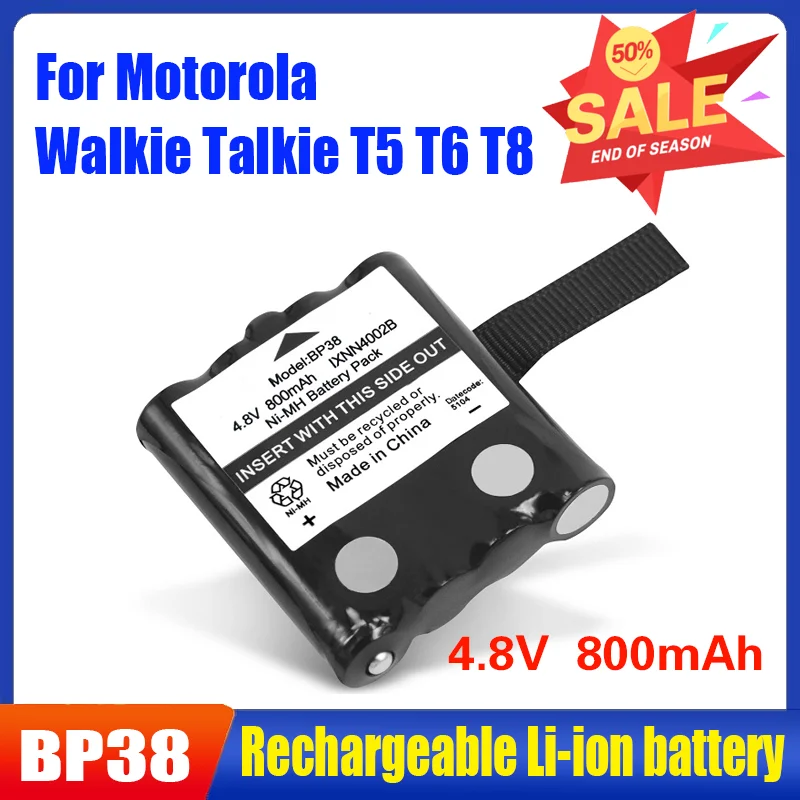 

Replacement Battery 800mAH 4.8V BP38 for Motorola Walkie Talkie T5 T6 T8 Battery Pack IXNN4002B BT1013