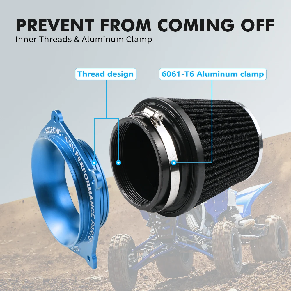 NICECNC For Yamaha YFZ450 YFZ450R CNC Aluminum Air Filter Cleaner Airbox Adapter For Yamaha YFZ 450R 450 YFZ ATV Accessories