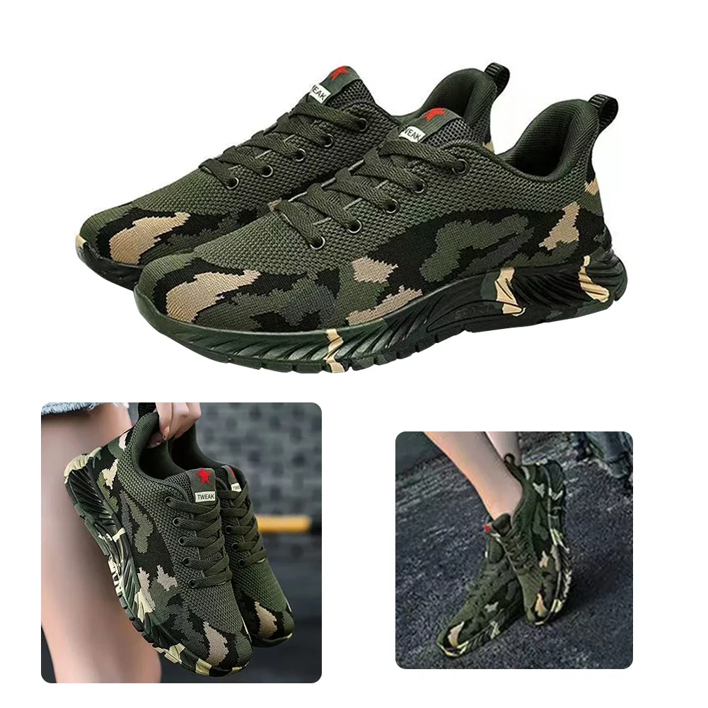 Mens Camouflage Sneakers Casual Running Shoes Cozy Lace-Up Outdoor Shoes Lightweight Breathable Sports Shoes for Running Walking