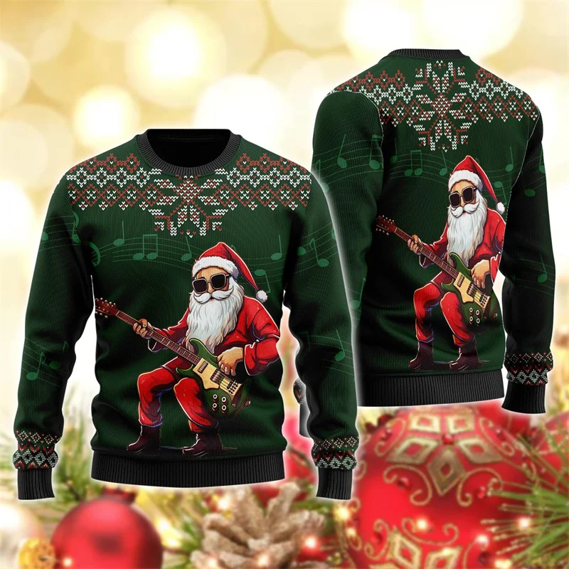 3D Print Santa Claus Cosplay Sweatshirt For Men Funny Christmas Pattern Pullover Casual Loose Holiday O-Neck Hoodies Unisex Tops