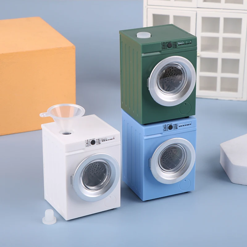 New Dollhouse Miniature Washing Machine Drum Washer Laundry Model Doll House Home Appliance Model Decor Toy