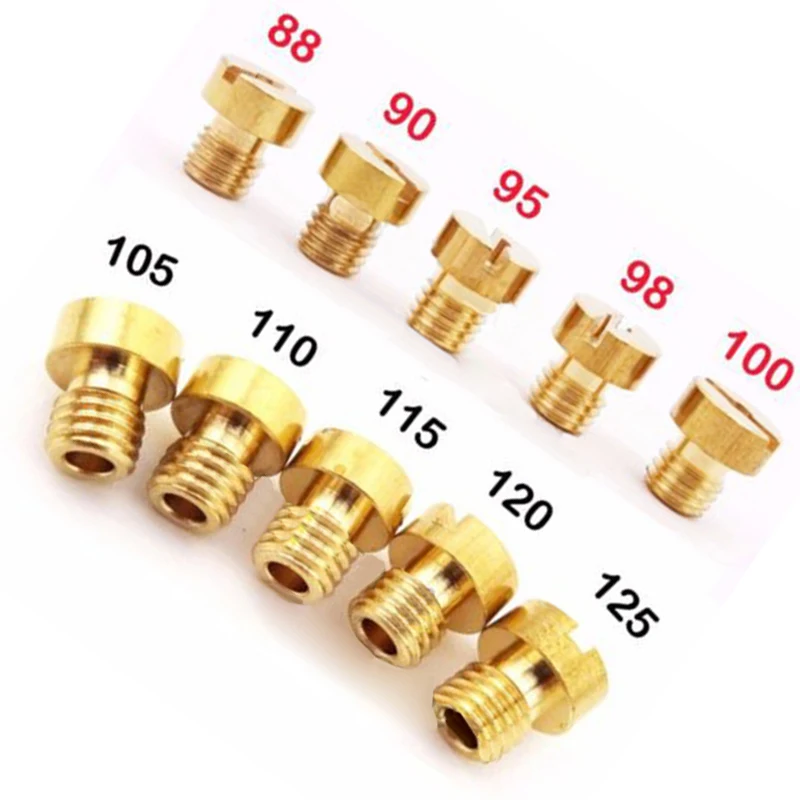 

10pcs/Set 9mm Main Jets M5x0.75mm Thread Size For Mikuni Carburetor VM22 VM24 125cc 150cc 200cc 250cc 10 Different Sizes Of Jets