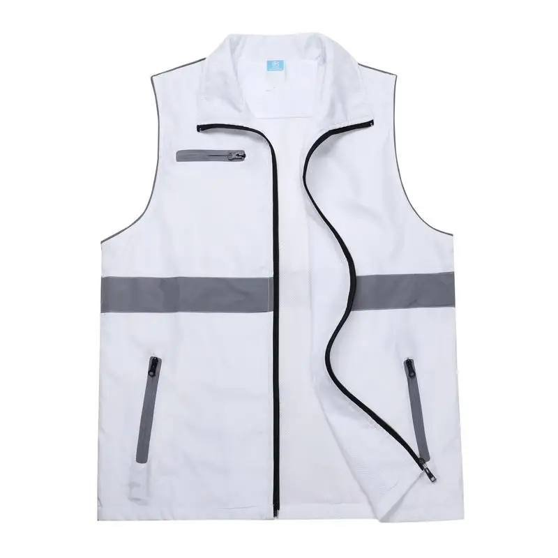 

customized LOGO new casual summer Joker young men's solid composite reflective sleeveless lapel zipper women vest top