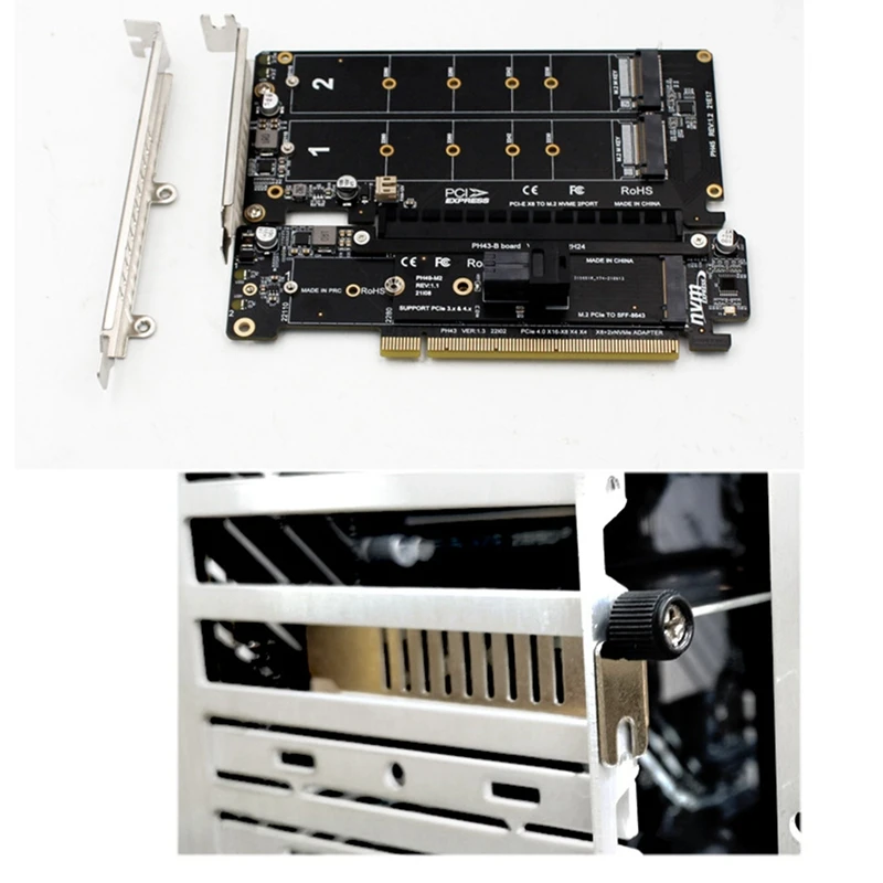 Carte PCIE 4.0 X16 à X8, fente, Nvme Pcie 4.0, 6 000 cartes, 2 ports d'entrée NVcloser, 6 000 cartes Riser