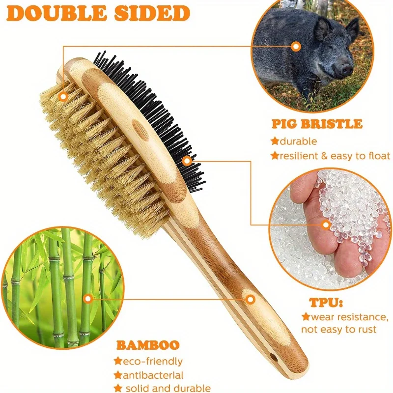 2-in-1 Pet Grooming Brush  Dual-Sided for Dogs & Cats, Metallic & Plastic Brush for Deep Cleaning & Detangling Long & Short Hair