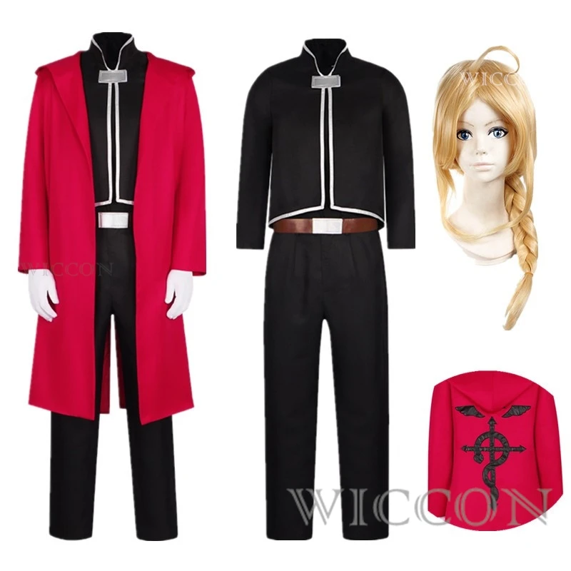 

Anime Edward Elric Cosplay Costume Edward Elric Cosplay Costume Hooded Coat Halloween Custom Made For Women Men Cos