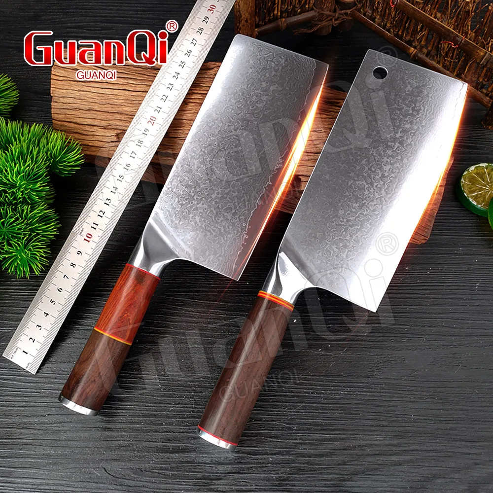 

1-2PCS Chef Knife Kitchen Knives Sharp Cleaver Knife Wooden Handle Damascus Steel Blade Professional Slicing Knife Best Gift