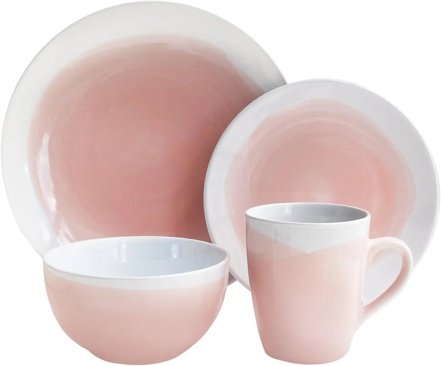 

Oasis Round Dinnerware Set-Pink/White, 10.5x10.5", 16Piece