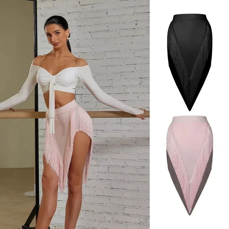 أزياء الرقص اللاتينية مهدب تنورة المرأة مثلث شرابات التنانير مثير تشاتشا سامبا اللاتينية ملابس الرقص التنانير التدريب