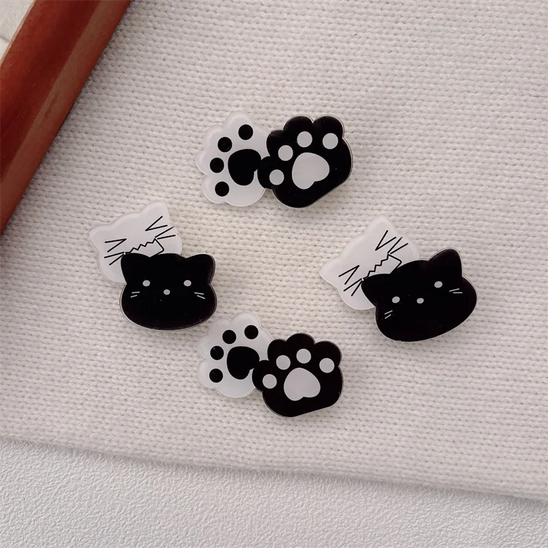 

Новая акриловая черно-белая заколка для волос в корейском стиле с кошачьей лапкой, для девочек, для боковых прядей и фиксации непослушных волос
